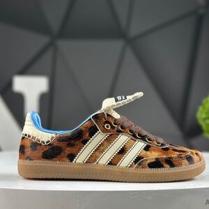 Leopard Print Kids Shoes with Cream Stripes